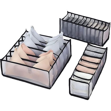 Cet ensemble de rangement pliable à tiroirs est conçu pour ranger les porte-soutiens-gorge, les chaussettes et les soutiens-gorge. (1/4)