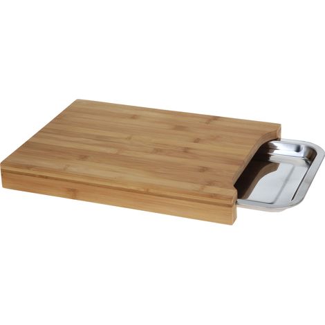 Bambus Schneidbrett mit ausziehbarem Tablett - Holz Schneidebrett Küchenbrett