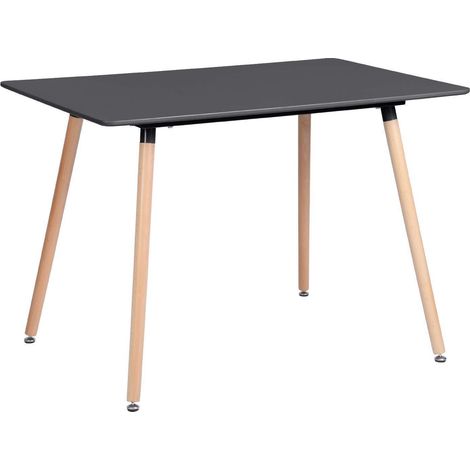 Esstisch rechteckig 110x70cm für 4 Personen, schwarz, Buchenholzbeine (1/5)