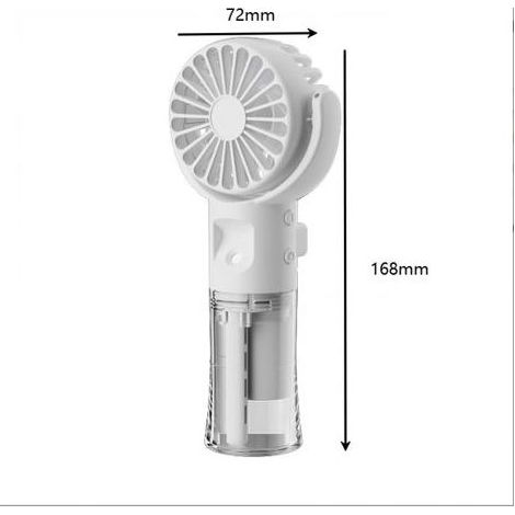 Mini-Ventilator mit 4 Geschwindigkeitsstufen und Wassernebelfunktion, USB-aufladbar, kleiner, leichter Ventilator zur Kühlung in Innenräumen, Schule, auf Reisen, beim Camping und zum Schminken (Weiß) (1/5)