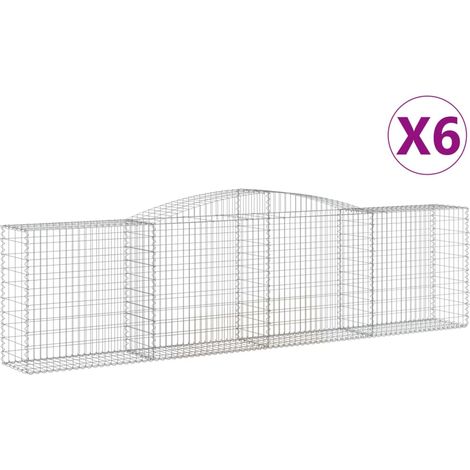 Paniers à gabions arqués 6 pcs  Mur en gabion 400x50x100/120 cm Fer galvanisé