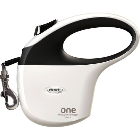 Laisse One S Tape 5 m Blanc Noir Flexi OA10T5-251-WS
