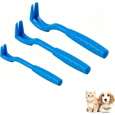 Crochet Tiques,3 Pièces Tire Tique,Pince a Tique Plastique,pour Chiens Chats Efficace Tick Removal Tool(Bleu) (1/5)