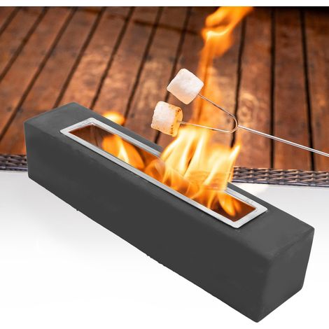 Innovadora parrilla de mesa rectangular y portátil, modelo tipo brasero de mesa, fabricado en cemento y acero inoxidable, de 45 x 10 x 10 cm, para calentar, asar a la parrilla y como elemento decorati (1/5)
