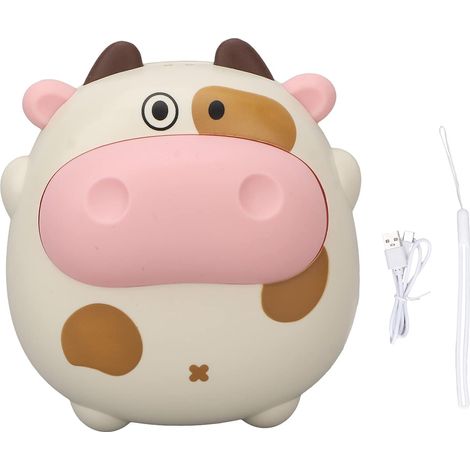 Mini veilleuse chauffante électrique à 2 niveaux, rechargeable par USB, en forme de vache, à chauffage rapide (beige) (1/5)