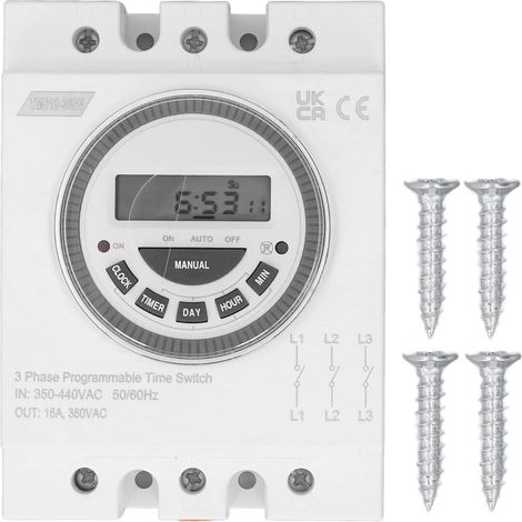 Minuterie triphasée programmable 16 A avec 18 réglages (1/5)