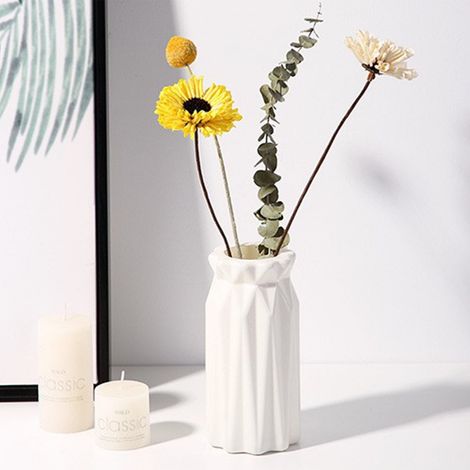 Vase Décoratif - Plastique Blanc - 21 x 4,5 x 5,5 cm - Pour Salon Chambre ou Bureau - 1 Pièce (1/5)