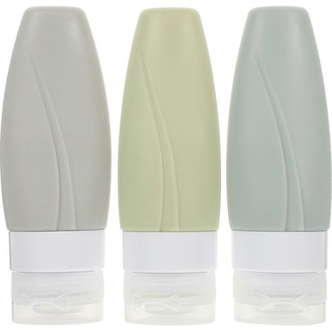Lot de 3 flacons de voyage en silicone étanches pour lotion et shampoing (1/5)