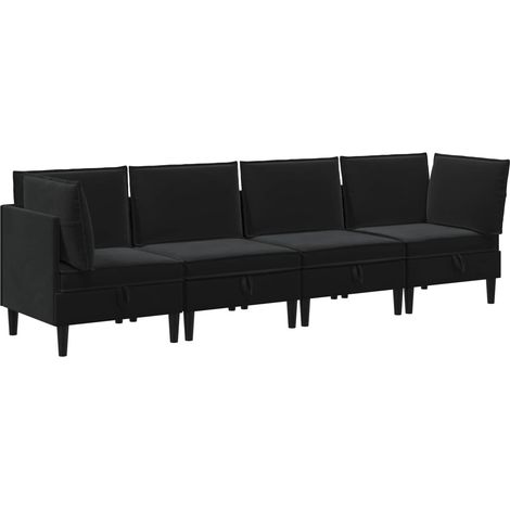 Set di mobili per il soggiorno 4 pz Nero Velluto vidaXL (1/5)