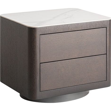Table de chevet art déco marron finition tintée élégante - Marron effet bois tinté (1/5)