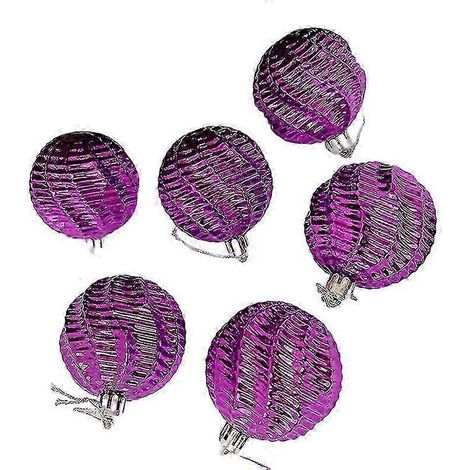 Lot de 6 boules de Noël de 6 cm, motif spirale, incassables, couleurs vives, cordon, décor délicat, réutilisables, pour fêtes de Noël. (1/5)
