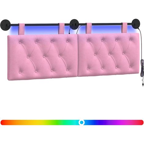 Testiera sospesa Con luce LED Rosa Tessuto vidaXL