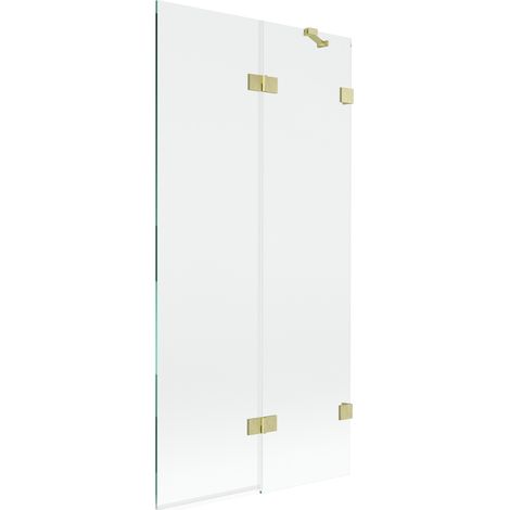Mexen Lunar paroi de baignoire 2 volets droit 90 x 150 cm, transparent, or brossé - 897-090-100-55-00-P (1/5)