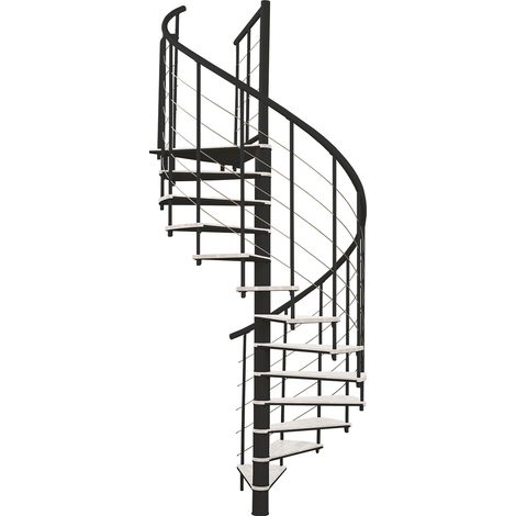 Minka Spindeltreppe Fusion 37 - 295cm Geschosshöhe Weiß Schwarz 160cm Durchmesser