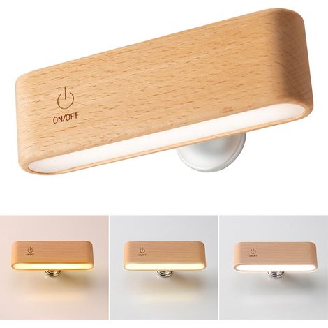 Applique murale LED rechargeable, veilleuse magnétique à luminosité réglable, lampe de lecture tactile rotative à 360° (1/5)