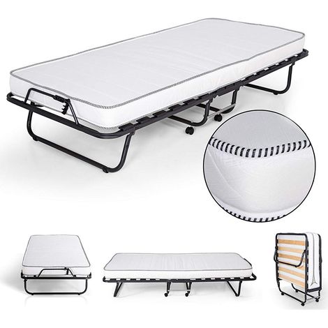 Ilovesleep – Lit d'appoint pliant 90x200 cm – Matelas mousse 7 cm – Structure en métal robuste – Capacité 120 kg – Idéal pour invités