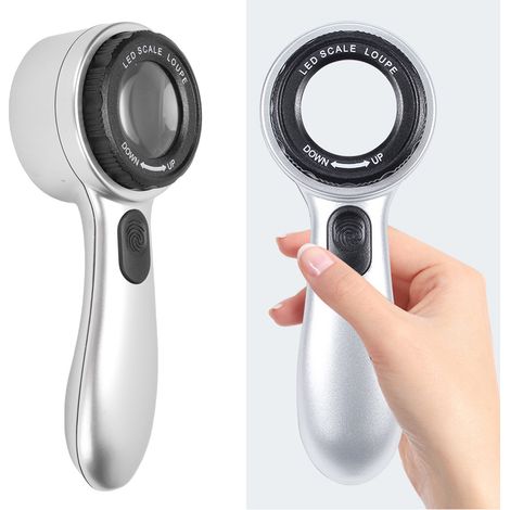Loupe de poche rechargeable grossissant 30x avec source lumineuse LED 4 couleurs et échelle de curseur pour l'évaluation de bijoux, d'antiquités, de calligraphie et de tableaux. (1/5)