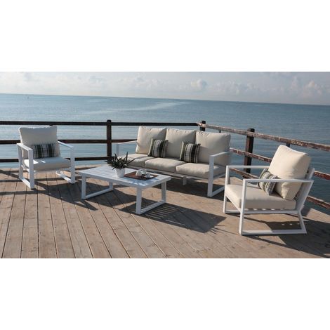 Hevea BOLONIA et AYANA salon de jardin blanc 4 places (1/4)