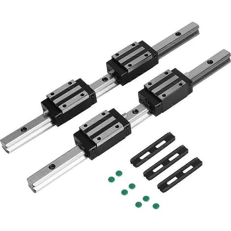 Satz aus 2 HG15-300mm Linearführungsschienen aus Gusseisen mit 4 HGH15 Gleitblöcken, schwarze Kugellager (1/5)