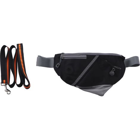 Ceinture porte-laisse mains libres pour chien avec pochette zippée, idéale pour la course et l'entraînement des chiens de petite et moyenne taille. (1/5)