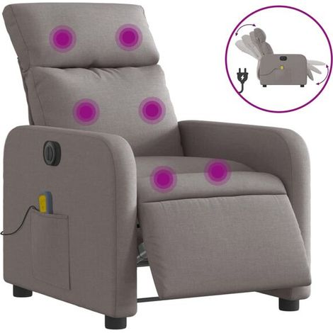 Chaise longue électrique avec fonction de massage, revêtement en tissu gris taupe, réglage inclinable et appui-tête ajustable – Confort ergonomique pour salon ou bureau (1/5)