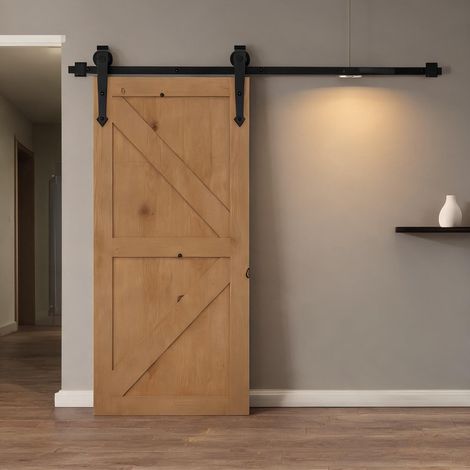 Kit coulissant pour porte de grange 200 cm en acier au carbone (1/5)