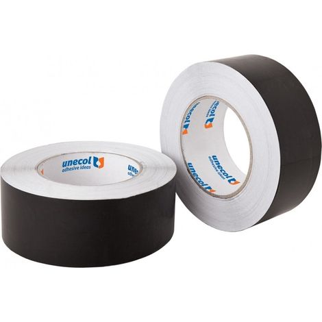 Rollo de cinta de aluminio negro 50 m x 50 mm. 50 micras - UNECOL