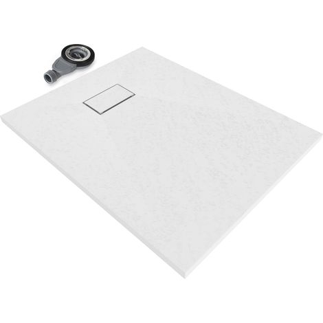 i-flair weiße SMC Duschwanne – 26 mm flach inkl. Ablaufgarnitur mit Deckel 100x70 cm (1/5)