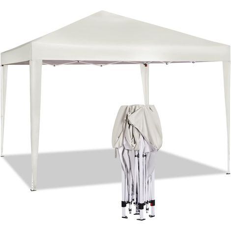 WOLTU Pabellón de Jardín Cenador Plegable Pérgola Cuadrada con Diseño Pop Up Carpa con Cubierta Tela Oxford Hecho de Tubos Metales 3x3 m Altura Ajustable para Camping y Playa Beis (1/5)