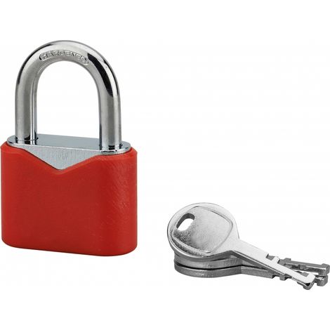 Lucchetto a chiave, interno, ovale, 50mm, rivestito in PVC, arco in acciaio temprato, 3 chiavi - Serrurerie de Picardie