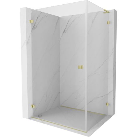 Mexen Lunar-B L Duschkabine schwenkbar links 90 x 80 cm, transparent, gold gebürstet - 832L-090-080-55-00-L (1/5)