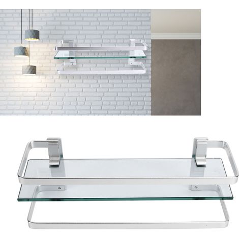 Étagère de rangement en aluminium et verre, étagère de rangement en aluminium pour salle de bain, simple couche (1/5)