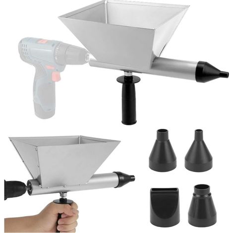 Pistola eléctrica para mortero, pistola de calafateo manual, aplicador de mortero, pulverizador, pistola para lechada de cemento con 4 boquillas (sin taladro eléctrico) (1/5)