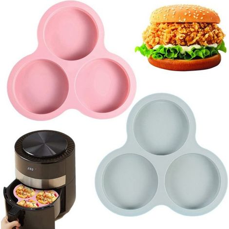 Moule à Œufs - Silicone Alimentaire - Compatible Friteuse à Air Four Micro-ondes Réfrigérateur - 3 Cavités - Rose - 1 Pièce (1/4)
