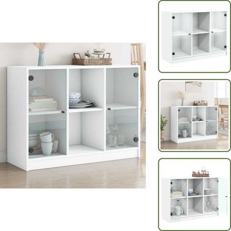 Buffet blanc 102x37x75,5 cm bois d'ingénierie - Buffet Blanc - Meuble Rangement - Armoire Bibliothèque - Commode Design - Mobilier Salon (1/5)