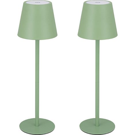 Lot de 2 lampes de bureau LED à intensité variable, rechargeables et vertes, avec port USB-C, idéales pour l'intérieur et l'extérieur, lumière chaude 3000 K, [Classe énergétique A] (1/5)