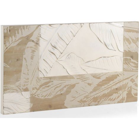 Tête de lit bois blanc style urbain prêt à poser - blanc bois naturel sculpté (1/2)