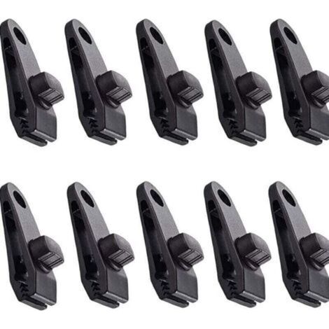 Tarpaulin Clips 10 Pieces Tent Clips Awning Clamps Awning Clamp for Camping Awning Tarpaulin Clamps Tarpaulin Clips Awnings for Outdoor Activities Black (1/4)