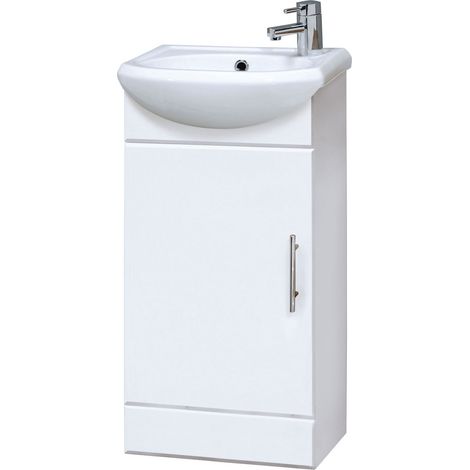 Hamstall 1 Door Modern Vanity Basin Unit, Gloss White, 400x780x200mm