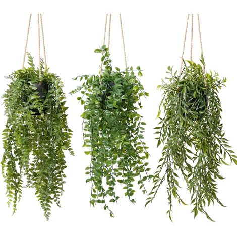 3 Pièces Plante Artificielle Tombante avec Pots, Plantes Artificielles Interieur pour Decoration Chambre, Fausse Plante Suspendue pour Maison Salle de Bain Bureaux Décoration-033 (1/5)