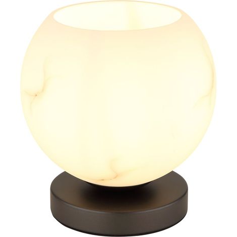 Tischlampe Tischleuchte Wohnzimmerlampe Marmoroptik Schwarz Metall Glas D 20 cm (1/5)