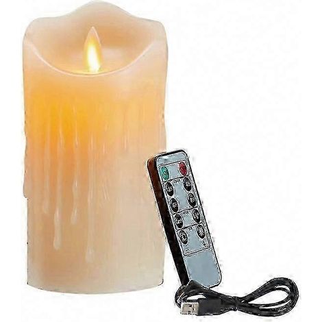 Bougies LED scintillantes avec télécommande - Chandelles sans flamme rechargeables en cire véritable pour décoration intérieure (1/5)