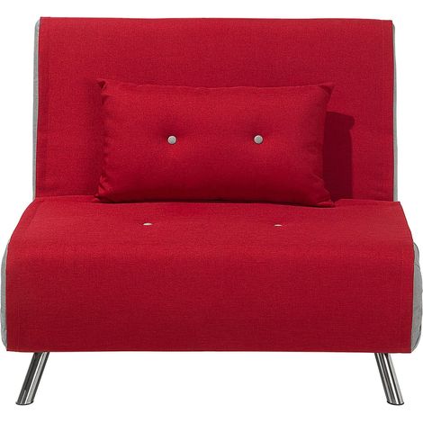 Divano letto singolo in tessuto rosso Farris