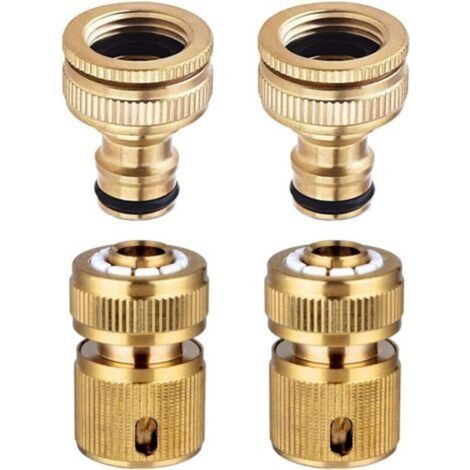 Raccord De Robinet - Adaptateur Tuyau D'arrosage 1/2" Et 3/4" - Pour Jardin Maison Lavabo - 2 Pièces (1/4)