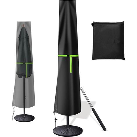 Couverture de Parasol, Housse Protection pour Parasol, Housse de Parasol Jardin, 420D Protege Parasol avec Perche Télescopique et Bande Magique, Imperméable, Anti-UV-240 x 57 x 57 cm (1/5)