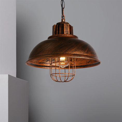 Lámpara Colgante, Vintage Lámpara de Techo Cadena, Iluminación en Industrial Estilo con Ø33cm Cúpula Pendiente E27 Base para Dormitorio Cocina Comedor Cafe Bronce 1 Pieza (1/4)