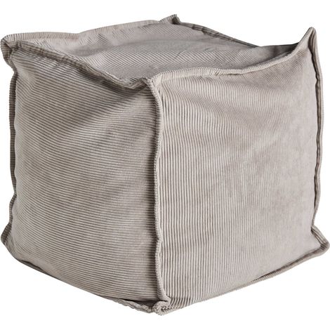 Pouf Seia Gris Shabby Chic en Tissu Velours - Gris cendré élégant (1/5)