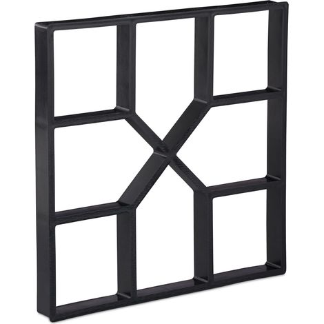 Moule à béton pour jardin réutilisable 4 x 40 x 40 cm forme robuste 8 chambres en polypropylène noir (1/4)