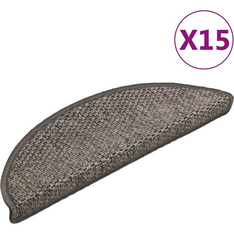 Treppenmatten Selbstklebend Sisal-Look 15 Stk 56x17x3 Grau-Beige