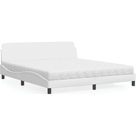 Bett mit Matratze "Dover" Weiß 180x200 cm Kunstleder (1/5)